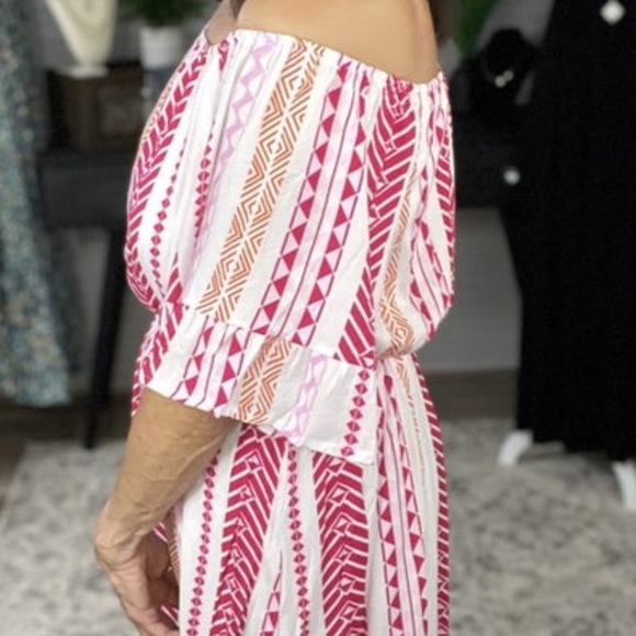 ANDREE STRIPE OFF-SHOULDER DRESS L - Picture 3 of 3